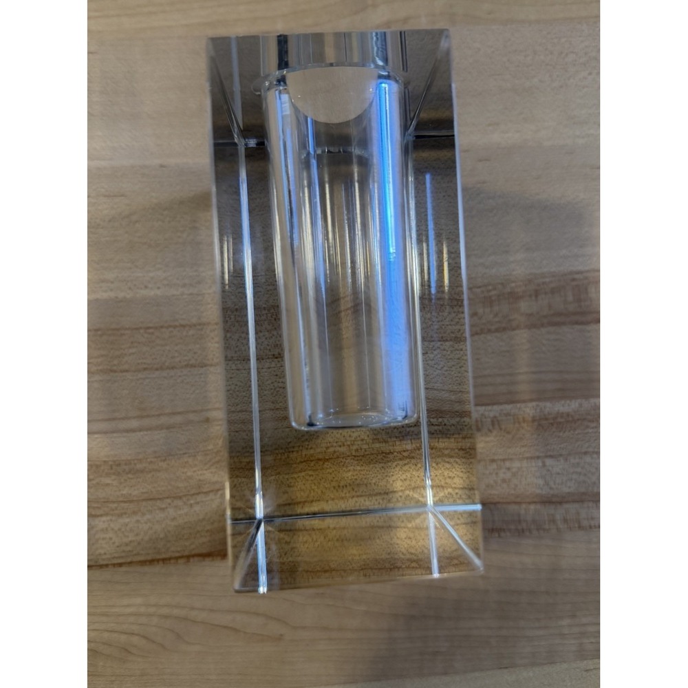Vintage MCM Clear Crystal Block Bud Vase Heavy Minimalist Propagation Decor - Picture 5 of 9